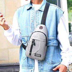 Unisex Gray Fashion Mini Chest Bag